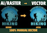 manually convert ai generated t shirt design to vector and print ready file